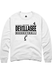 Caliyah DeVillasee Cincinnati Bearcats Mens White NIL Stacked Box Player Crew