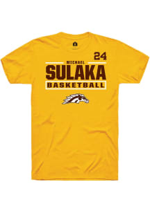 Michael Sulaka Rally Mens Gold Western Michigan Broncos NIL Stacked Box Player T Shirt