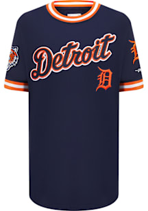 Pro Standard Detroit Tigers Youth Navy Blue Chenille Wordmark Logo Short Sleeve Fashion T-Shirt