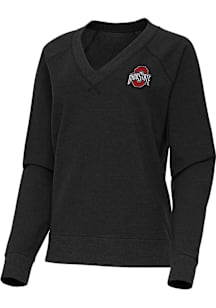 Antigua Ohio State Buckeyes Womens Black Varsity Crew Sweatshirt