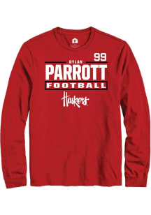 Dylan Parrott Rally Mens Red Nebraska Cornhuskers NIL Stacked Box Tee
