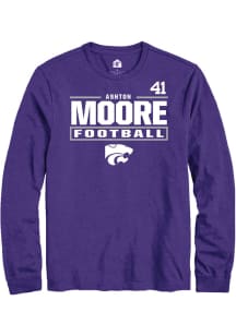 Ashton Moore Mens Purple K-State Wildcats NIL Stacked Box Long Sleeve Player T Shirt
