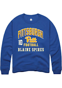 Blaine Spires Pitt Panthers Mens Blue Football NIL Arch Logo Player Crew