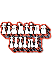 Orange Illinois Fighting Illini 2&quot; Stacked Bubble Text Dizzler Stickers