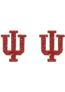 Pave Logo Stud Indiana Hoosiers Womens Earrings - Crimson