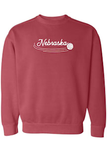 Summit Sportswear Nebraska Cornhuskers Womens Red Volleyball Shine Crew Sweatshirt