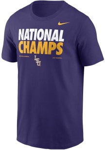 Nike LSU Tigers Purple National Champions Short Sleeve T Shirt