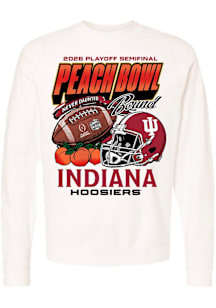 Something Inked Indiana Hoosiers Mens Ivory 2026 Peach Bowl Bound Long Sleeve Crew Sweatshirt