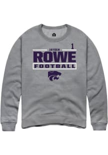 Jayden Rowe Rally Mens Graphite K-State Wildcats NIL Stacked Box Player Crew