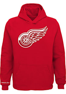 Mitchell and Ness Detroit Red Wings Youth Red Team Logo Long Sleeve Hoodie