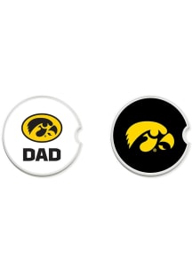White Iowa Hawkeyes Dad Set of 2 Car Coaster