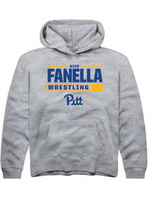 Nico Fanella Rally Youth Grey Pitt Panthers NIL Stacked Box Long Sleeve Player Hoodie