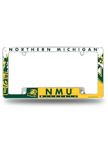 Northern Michigan Wildcats Primary All Over Chrome License Plate Frame - White