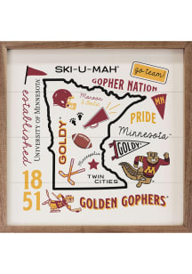 White Minnesota Golden Gophers 12x12 Sign