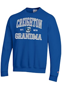 Champion Creighton Bluejays Mens Blue Est. Date Grandma Powerblend Long Sleeve Crew Sweatshirt