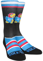 Kansas Jayhawks Hyper Stripe Mens Crew Socks