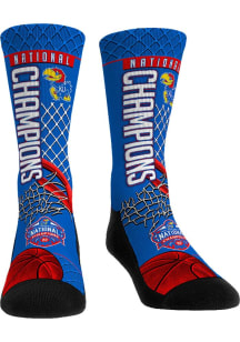 Kansas Jayhawks Blue National Champs Game Ball Youth Crew Socks