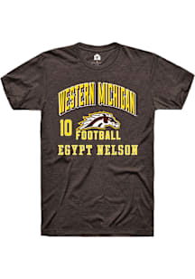 Egypt Nelson Western Michigan Broncos Brown Football NIL Arch Logo Short Sleeve Player T Shirt
