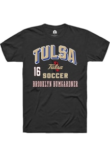 brooklyn bumgardner Rally Mens Black Tulsa Golden Hurricane NIL Arch Logo Player T Shirt