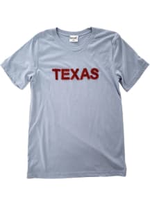 localE Texas Women's Light Blue Sequins Wordmark Unisex Short Sleeve T-Shirt
