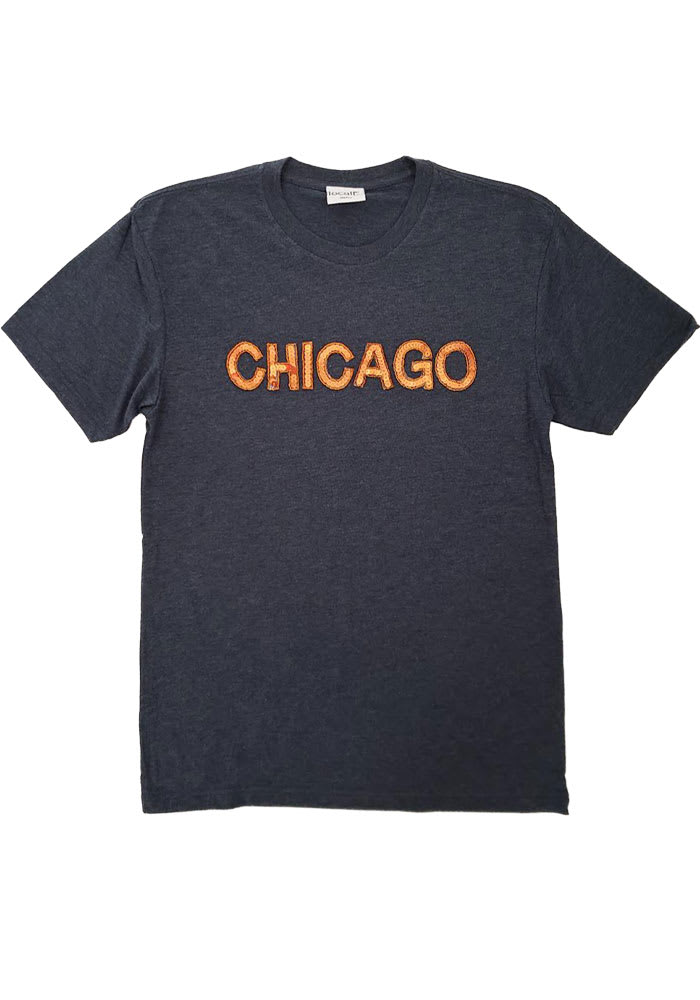 localE Chicago Women's Navy Sequins Wordmark Unisex Short Sleeve T-Shirt
