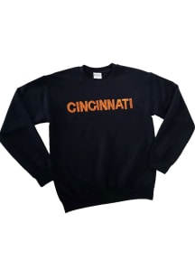 localE Cincinnati Women's Sequins Wordmark Black Unisex Long Sleeve Crew Sweatshirt