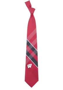 Grid Neck Wisconsin Badgers Mens Tie - Red