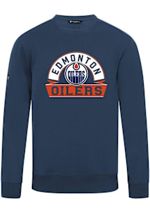 Levelwear Edmonton Oilers Mens Navy Blue Zane Banner Arch Long Sleeve Crew Sweatshirt