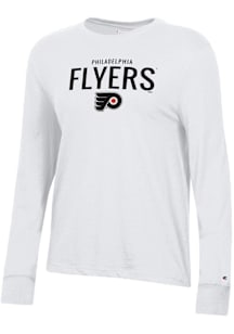 Champion Philadelphia Flyers Womens White Mascot Logo Core LS Tee