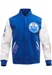Mens Edmonton Oilers Pro Standard Mens Classic Varsity Heavyweight Jacket - Blue