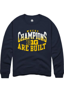 Mens Big Ten Navy Blue Rally Champs Arch Crew Sweatshirt