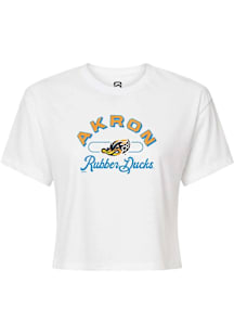 Summit Sportswear Akron RubberDucks White Vintage Arch Script Short Sleeve T Shirt