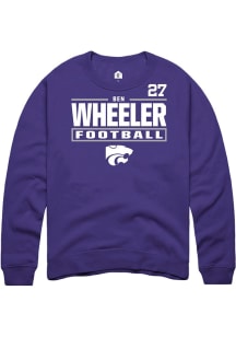 Ben Wheeler Rally Mens Purple K-State Wildcats NIL Stacked Box Player Crew