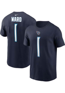 Cam Ward Tennessee Titans Navy Blue Home Short Sleeve Player T Shirt