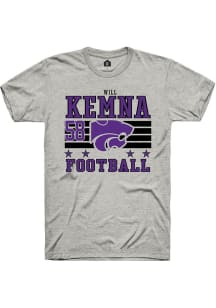 Will Kemna Rally Mens Ash K-State Wildcats NIL Striped Player T Shirt