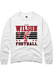 Logan Wilson Cincinnati Bearcats Mens White Football NIL Striped Player Crew