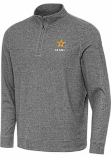 Antigua Army Mens Black Subtle Long Sleeve Qtr Zip Pullover