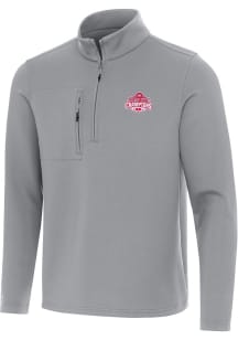 Mens Ohio State Buckeyes Grey Antigua 2024 Football National Champions Insider Qtr Zip Pullover