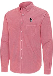 Antigua Houston Texans Mens Red Porter Long Sleeve Dress Shirt