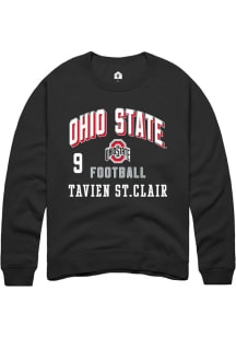 Tavien St. Clair Rally Mens Black Ohio State Buckeyes NIL Arch Logo Crew Sweatshirt
