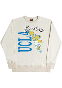 UCLA Bruins Mens Oatmeal 90s Basketball Long Sleeve Fashion Sweatshirt