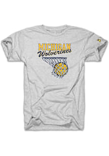 The Mitten State Michigan Wolverines Natural Wolverines Basketball Short Sleeve Fashion T Shirt