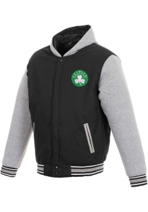 Boston Celtics Mens Black Reversible Hooded Heavyweight Jacket