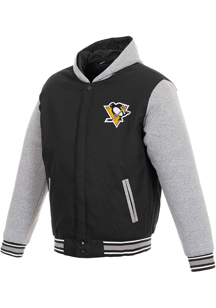 Pittsburgh Penguins Mens Black Reversible Hooded Heavyweight Jacket