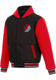 Portland Trail Blazers Mens Black Reversible Hooded Heavyweight Jacket