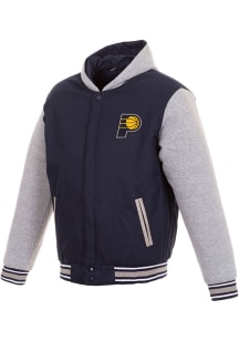 Indiana Pacers Mens Navy Blue Reversible Hooded Heavyweight Jacket