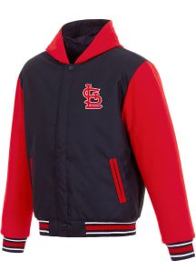 St Louis Cardinals Mens Navy Blue Reversible Hooded Heavyweight Jacket