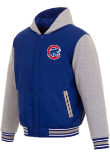 Chicago Cubs Mens Blue Reversible Hooded Heavyweight Jacket