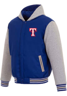 Texas Rangers Mens Blue Reversible Hooded Heavyweight Jacket