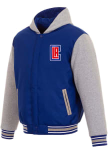 Los Angeles Clippers Mens Blue Reversible Hooded Heavyweight Jacket